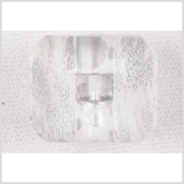Rectangular Plastic Shank Back Button - 32L/20mm - Clear and White Crackle