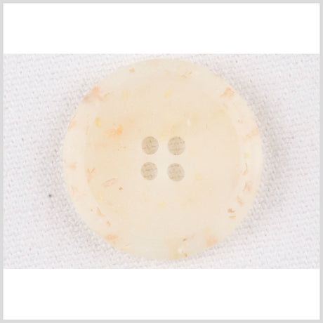 Plastic 4-Hole Button - 32L/20mm - Matte Ivory, Beige and Orange Confetti Spots Dish Shaped