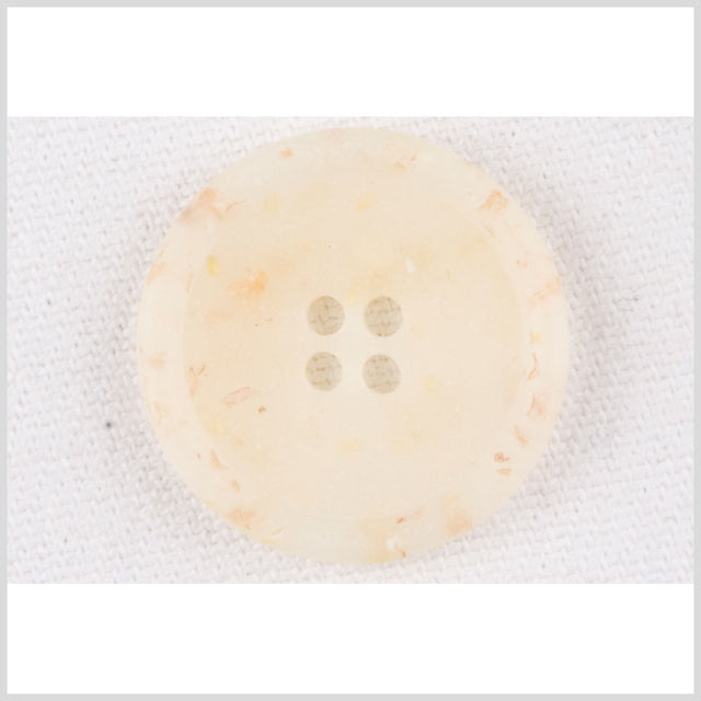 Plastic 4-Hole Button - 32L/20mm - Matte Ivory, Beige and Orange Confetti Spots Dish Shaped