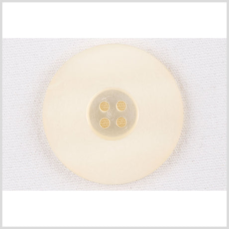 Plastic 4-Hole Button - 54L/34mm - Matte Ivory Wide Flat Rim