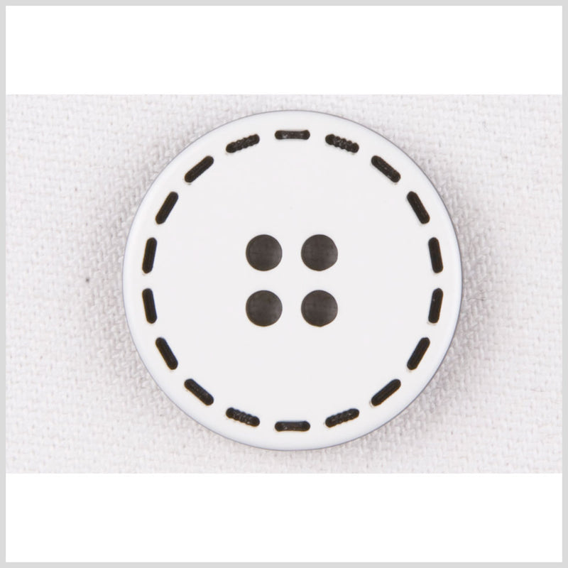 White/Black Plastic Button - 24L/15mm