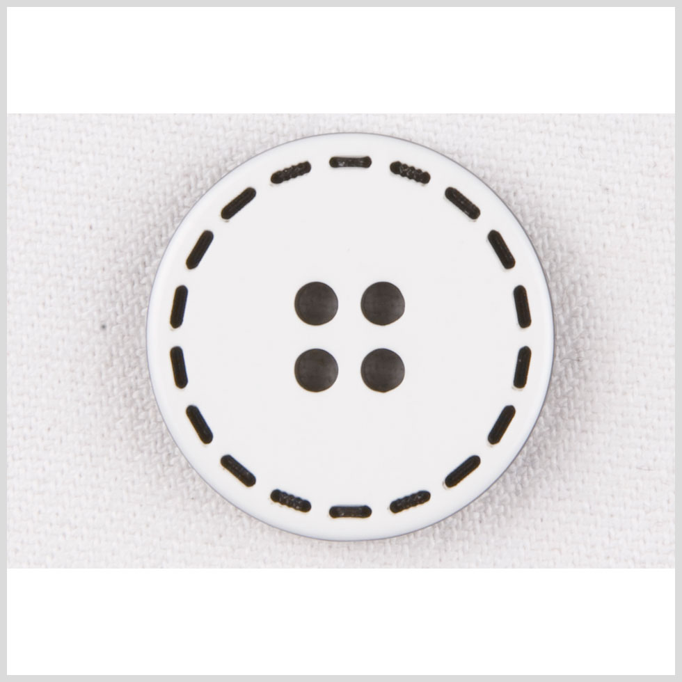 White/Black Plastic Button - 32L/20mm