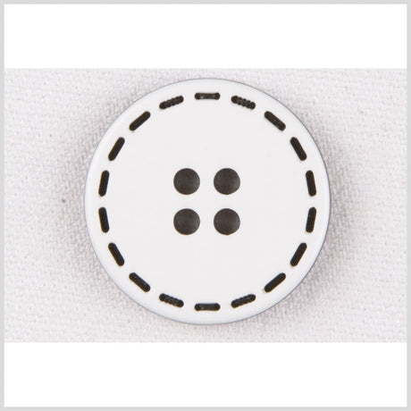 White and Black Plastic Button - 40L/25.5mm