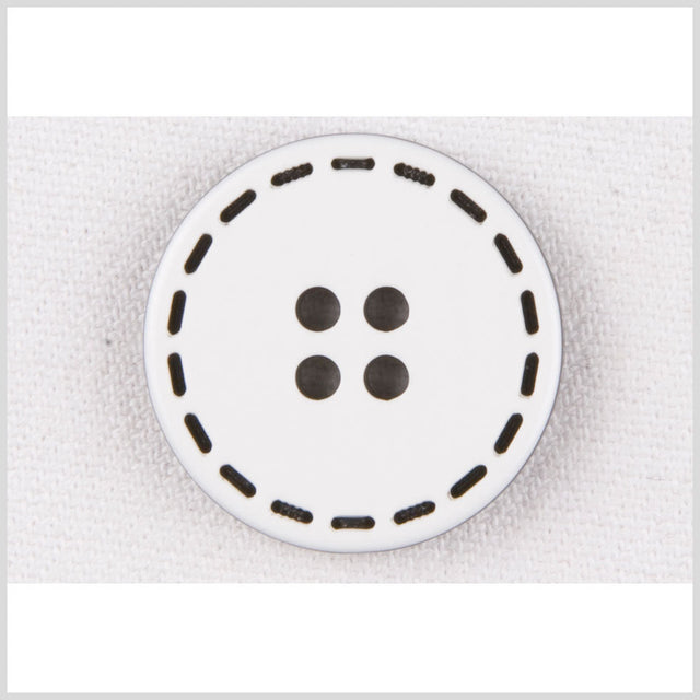 White and Black Plastic Button - 40L/25.5mm