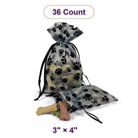Paw Print Organza Bags 3 '' x 4 '' 12 EACH / PACKAGE