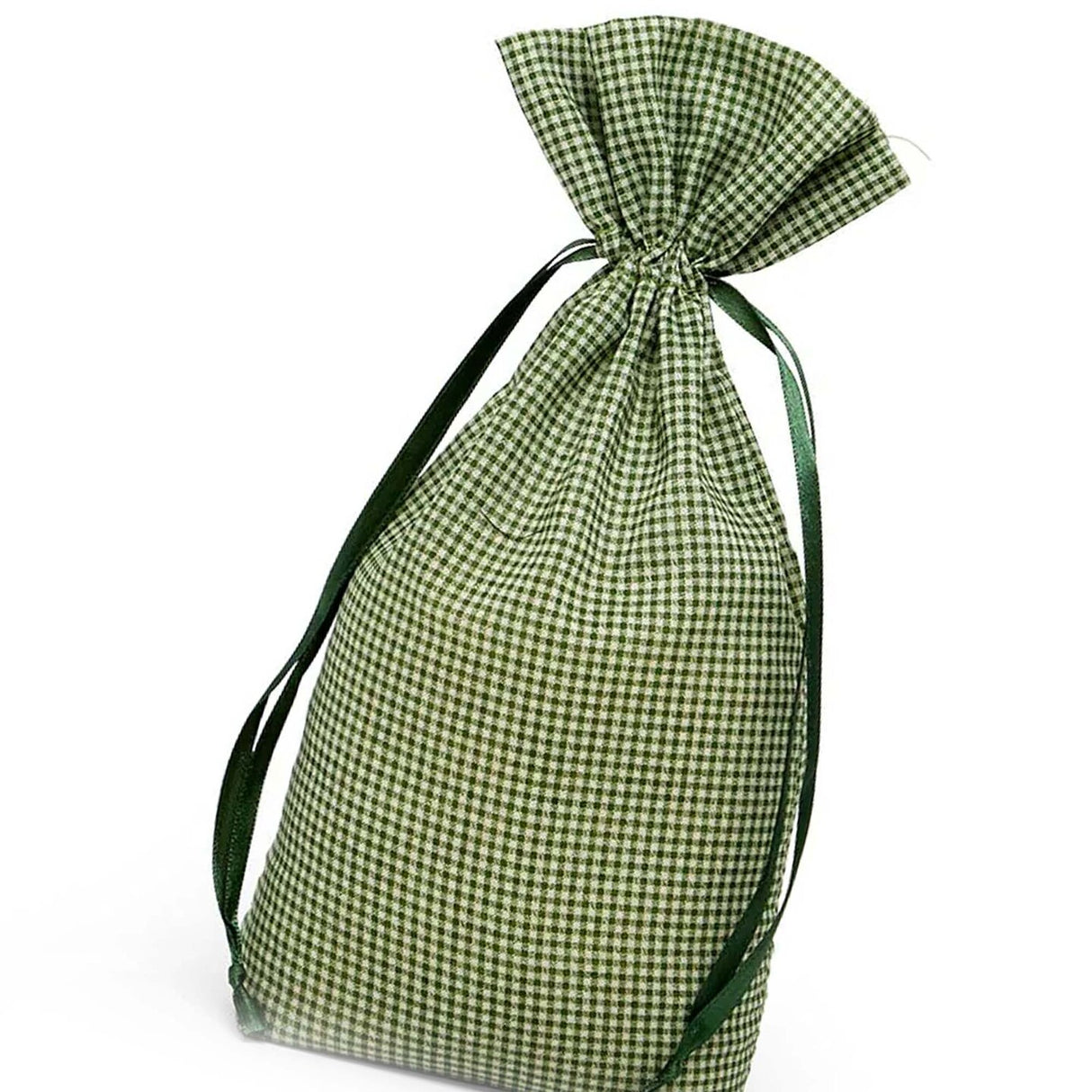 Gingham Cotton Bag 5 5/8" x 1 5/8" x 10 3/8"