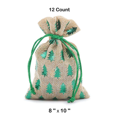 Holiday Metallic Tree Bag 8” x 10” Fabric for Gifts