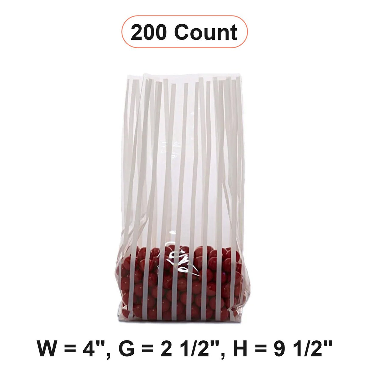 Stripe Patterned Cello Bags 4 '' x 2 1/2 '' x 9 1/2 '' Vertical Stripe White Color