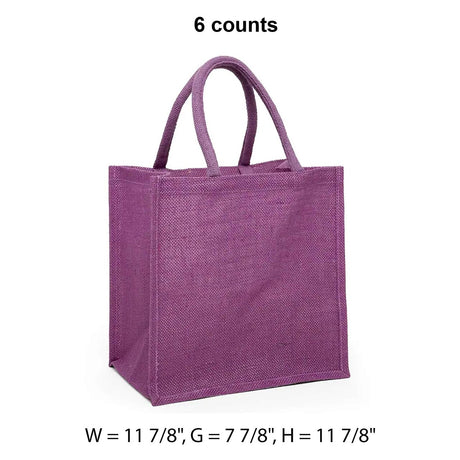 Jute Shopping Bags - Laminated Interior 11 7/8 '' X 7 7/8 '' X 11 7/8 '' Lavender