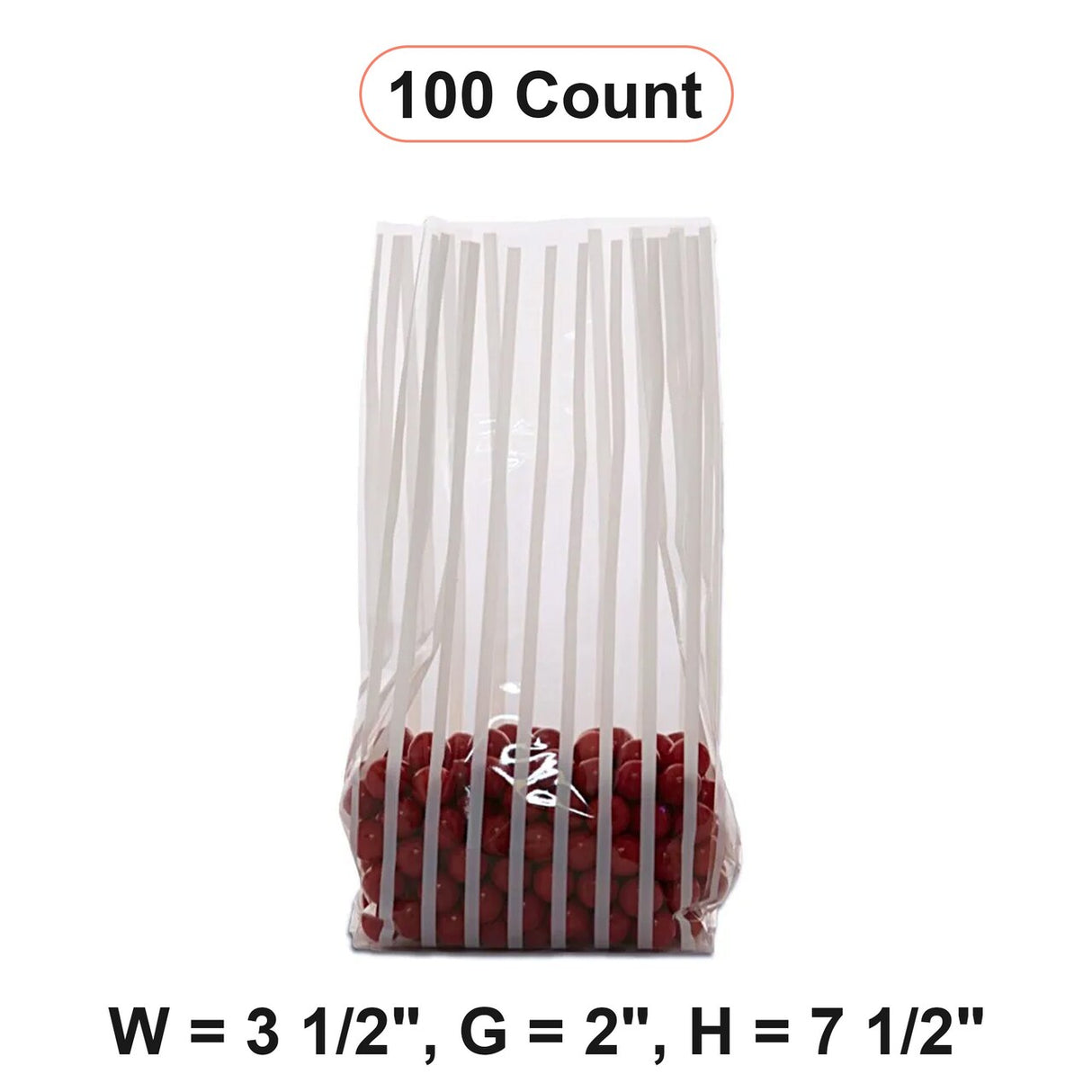 Stripe Patterned Cello Bags 3 1/2 '' x 2 '' x 7 1/2 '' Vertical Stripe White Color