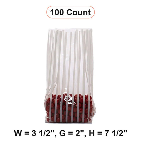 Stripe Patterned Cello Bags 3 1/2 '' x 2 '' x 7 1/2 '' Vertical Stripe White Color