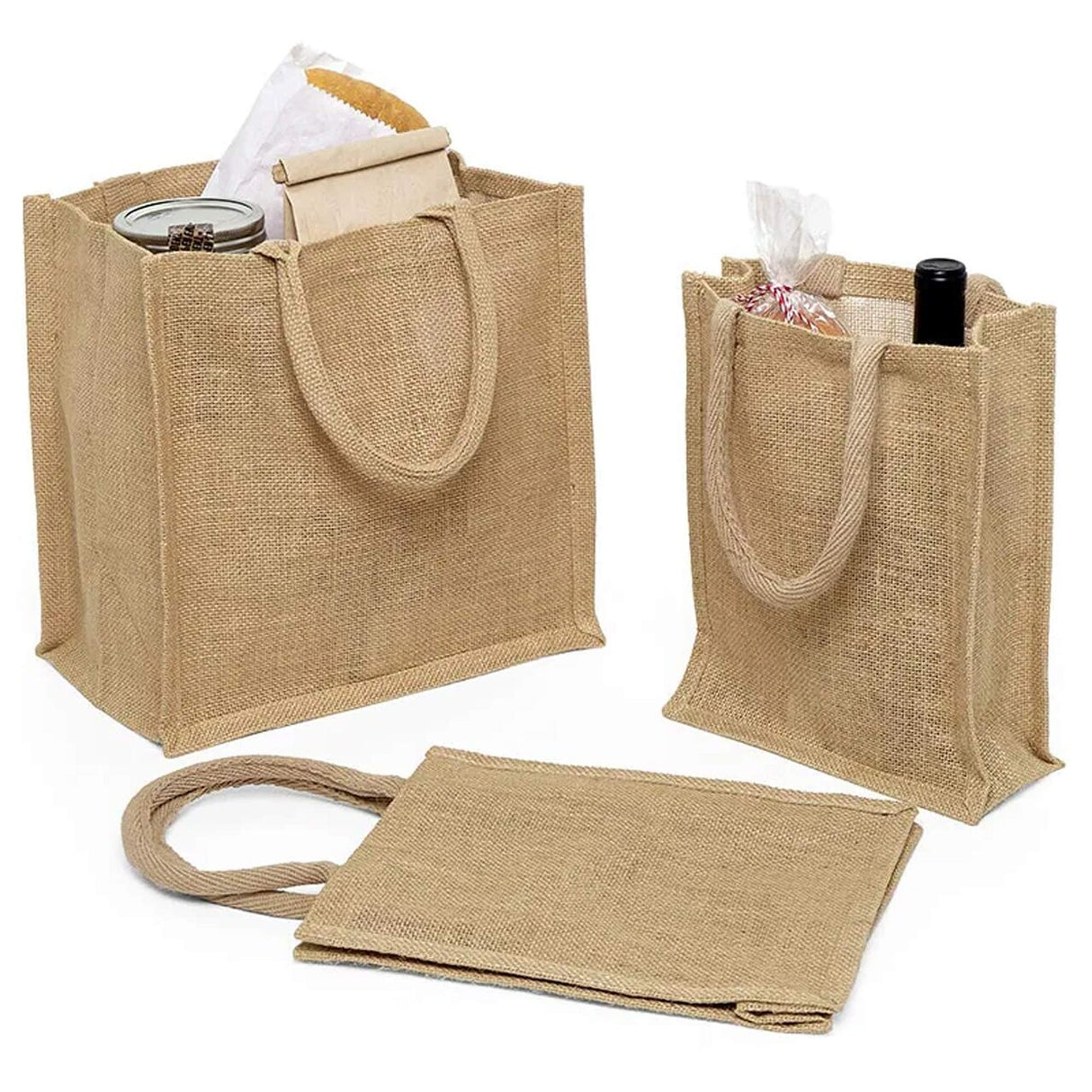 Jute Shopping Bags 12 '' X 7 3/4 '' X 12 '' Medium