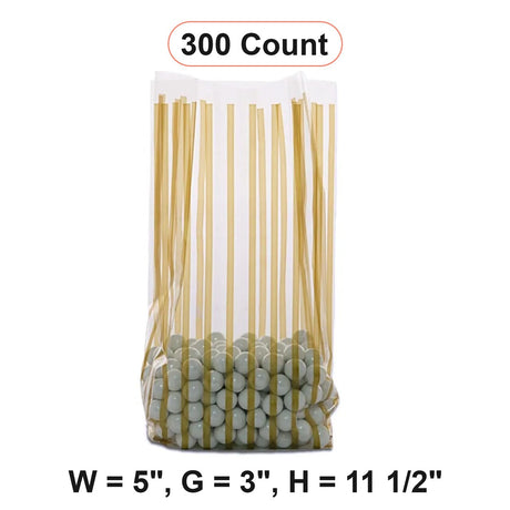 Stripe Patterned Cello Bags 5 '' x 3 '' x 11 1/2 '' Vertical Stripe Gold Color