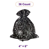 Spider Web Fabric Bags 4 '' x 6 '' Black / Silver Satin Color 12 EACH / PACKAGE