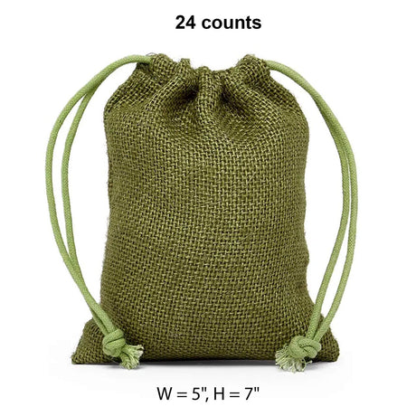 Colored Jute Bags 5 '' X 7 '' Moss