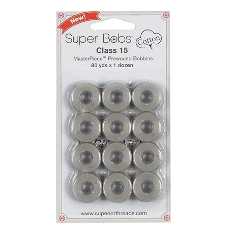 Cotton Pre-Wound Bobbins Granite Class 15 12 Pack