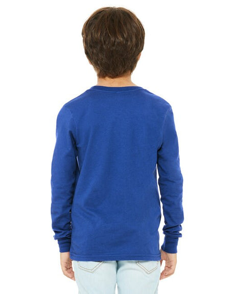 BELLA + CANVAS Youth Jersey Long-Sleeve T-Shirt in White