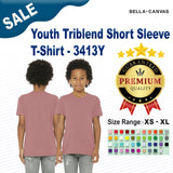 Bella + Canvas® Youth Triblend Short-Sleeve Crew nack T-Shirt - 3413Y