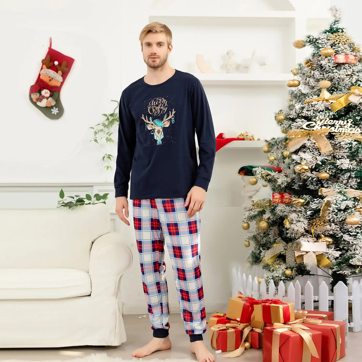 Christmas Long Sleeve Elk Loungewear Outfits Set