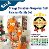 Orange Christmas Sleepwear Split Pajamas Outfits Set