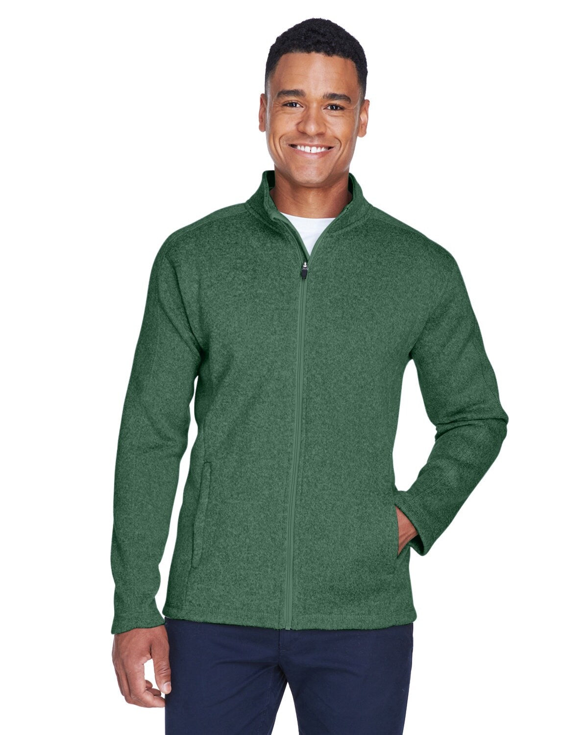 Devon & Jones® Men's Bristol Full-Zip Turtle Neck Long Sleeve Sweater Fleece Jacket