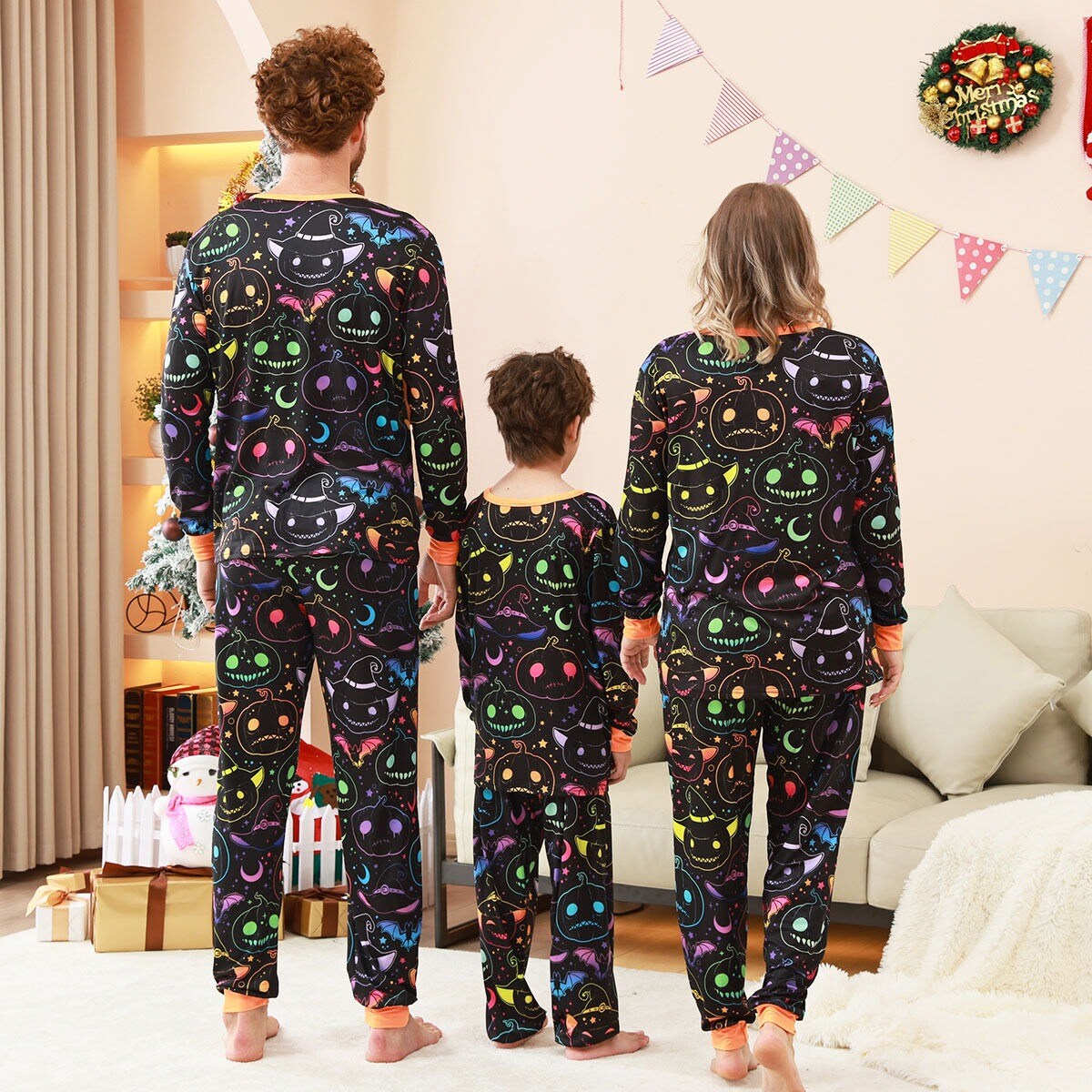 Christmas Pajamas Sets Pumpkin T-Shirt Trousers