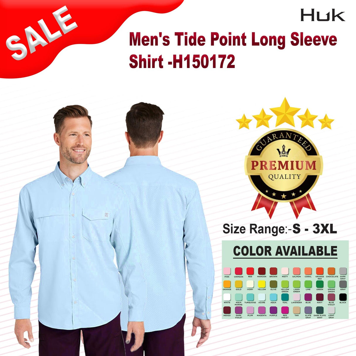 HUK® Men's Tide Point Long Sleeve Shirt