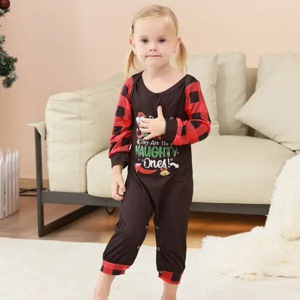 Christmas Loungewear Plaid Patchwork Print Pajamas Outfits