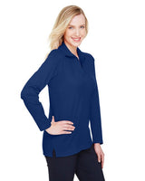 Devon & Jones® CrownLux Performance Ladies' Plaited Long Sleeve Polo