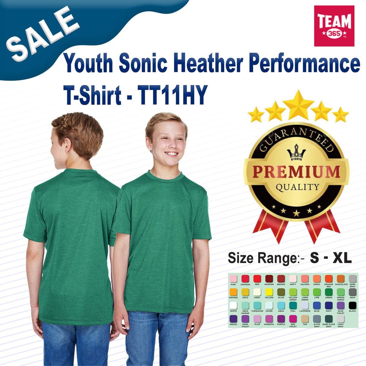 Team 365® Youth Sonic Heather Performance T-Shirt