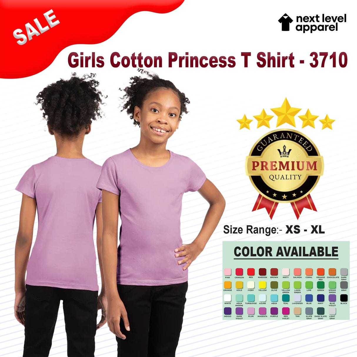 Next Level® Girls Cotton Princess Crewneck Short Sleeve T-Shirt
