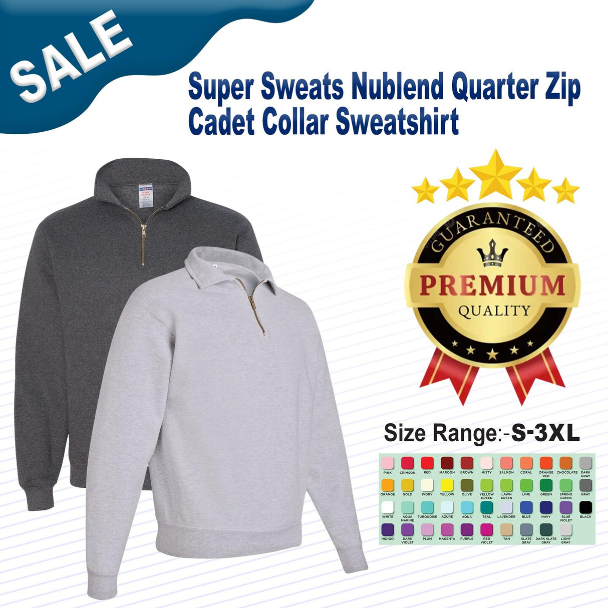 JERZEES® Super Sweats Nublend Quarter Zip Cadet Collar Sweatshirt