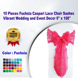 10 Pieces Fuchsia Caspari Lace Chair Sashes Vibrant Wedding and Event Decor 9" x 108"
