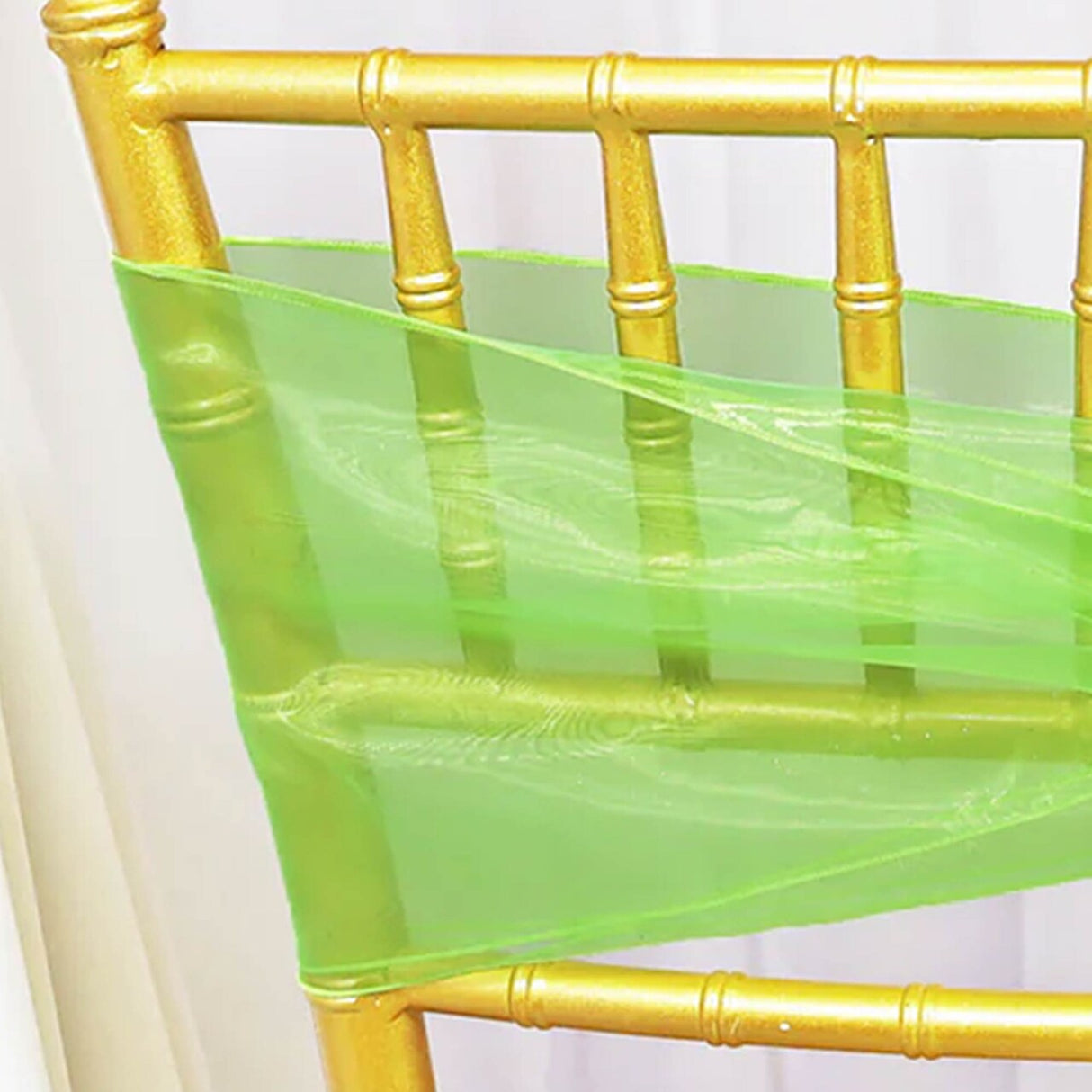 10 Pieces Apple Green Organza Chair Sashes 8"x108" Sheer Elegant Chair Decor for Weddings & Events