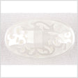 Oval-Shaped Plastic Shank Back Button - 40L/25.5mm - Pearly Off White Ornate Engravings