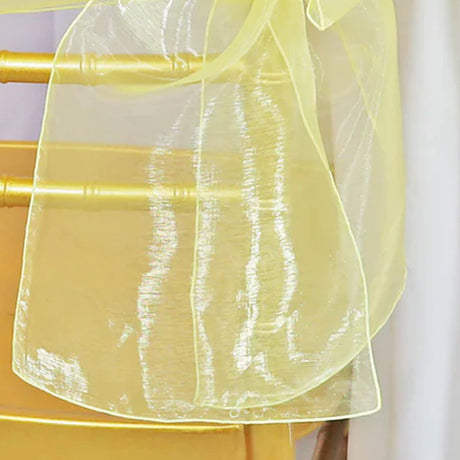 10 Pieces Baby Maize Organza Chair Sashes 8"x108" Sheer Elegant Chair Decor for Weddings & Events