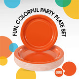 50 Count Orange Paper Plates Disposable Tableware for Parties and Events 7"
