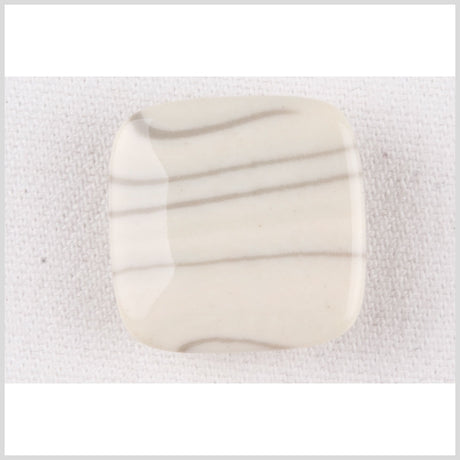 Square Plastic Shank Back Button - 42L/27mm - Ivory and Gray Swirling Lines