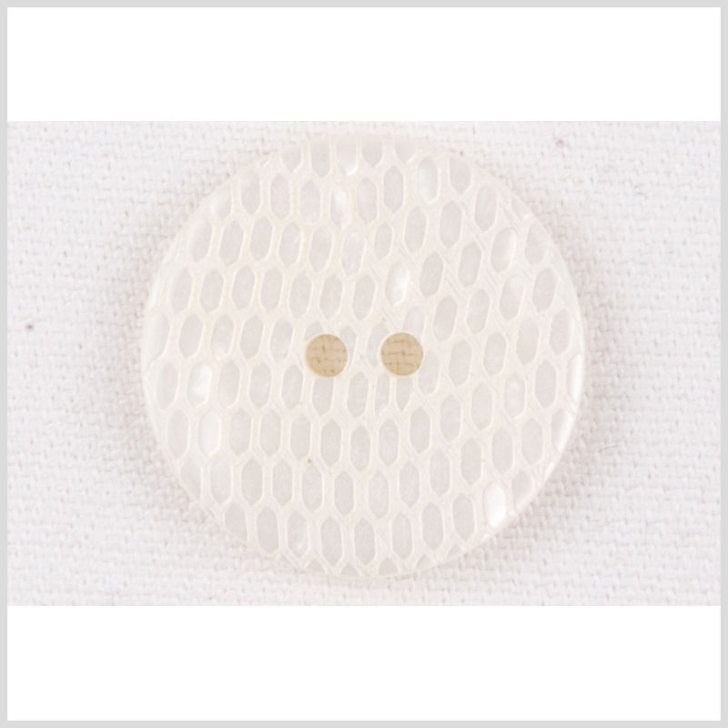 Plastic 2-Hole Button - 36L/23mm - Ivory Reptile Scales Embossed