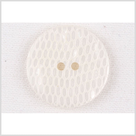 Plastic 2-Hole Button - 36L/23mm - Ivory Reptile Scales Embossed