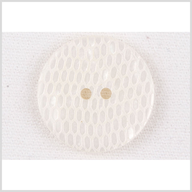 Plastic 2-Hole Button - 36L/23mm - Ivory Reptile Scales Embossed