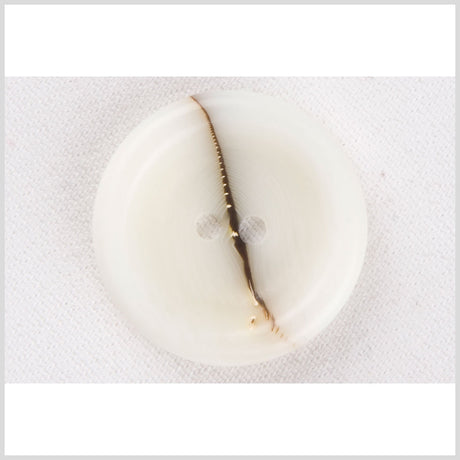 Ivory Waterfall-Edge Plastic 2-Hole Button with Organic Brown Stripe - 32L/20mm