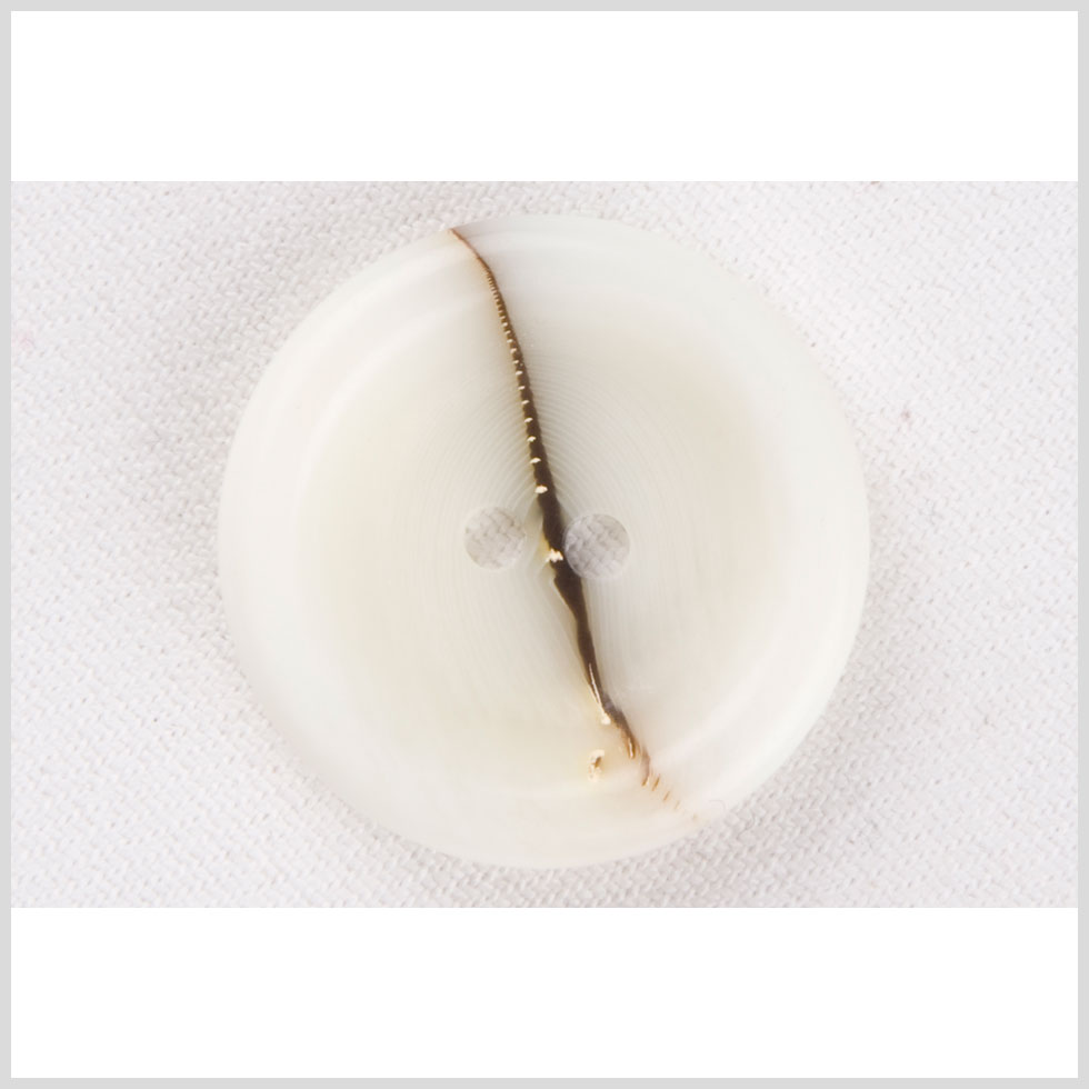 Ivory Waterfall-Edge Plastic 2-Hole Button with Organic Brown Stripe - 48L/30.5mm