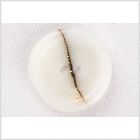 Ivory Waterfall-Edge Plastic 2-Hole Button with Organic Brown Stripe - 48L/30.5mm