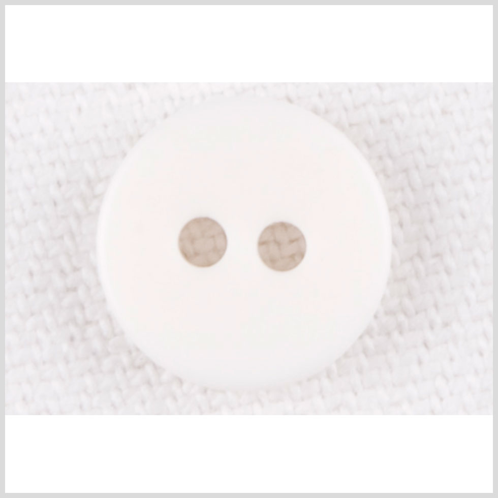 White Smooth Top 2-Hole Plastic Button - 17L/10.5mm