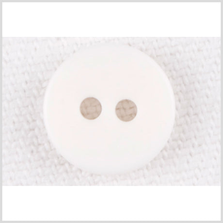 White Smooth Top 2-Hole Plastic Button - 17L/10.5mm