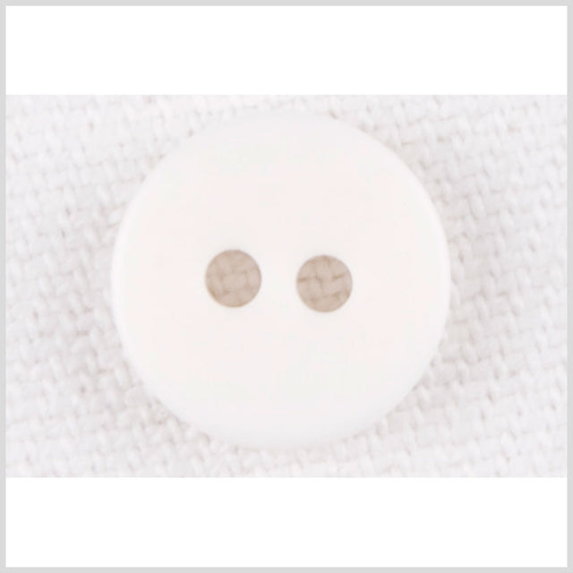 White Smooth Top 2-Hole Plastic Button - 17L/10.5mm