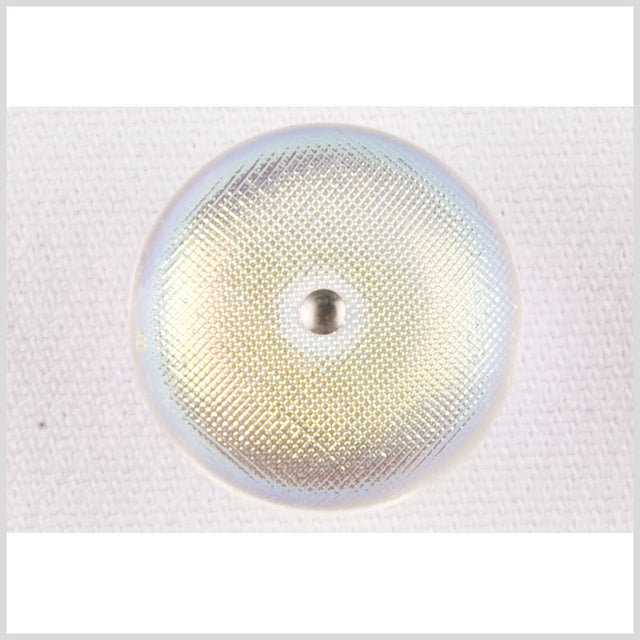 Plastic Shank Back Button - 24L/15mm - Iridescent White Dome with Metal Center