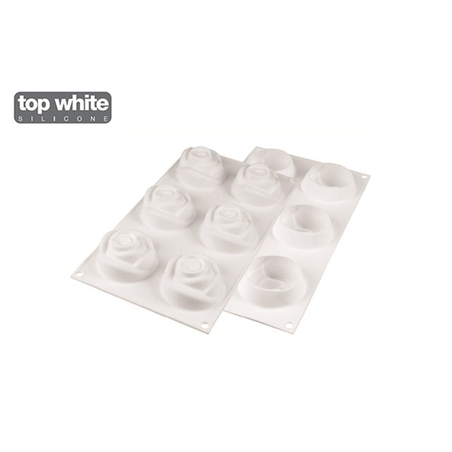 Silikomart "Rosa 145" Flexible Baking and Freezing Rose Mold, 4.90 oz, 6 cavities