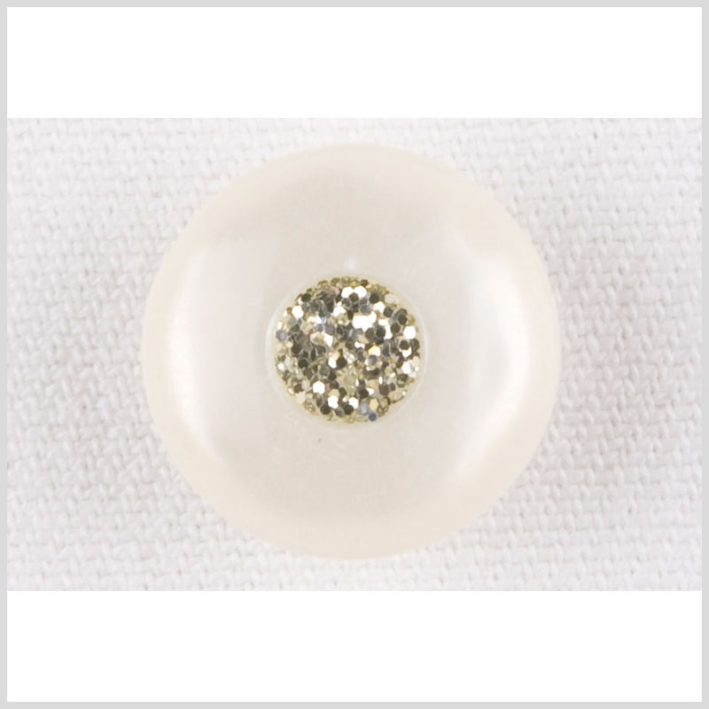 Ivory/Silver Plastic Button - 28L/18mm